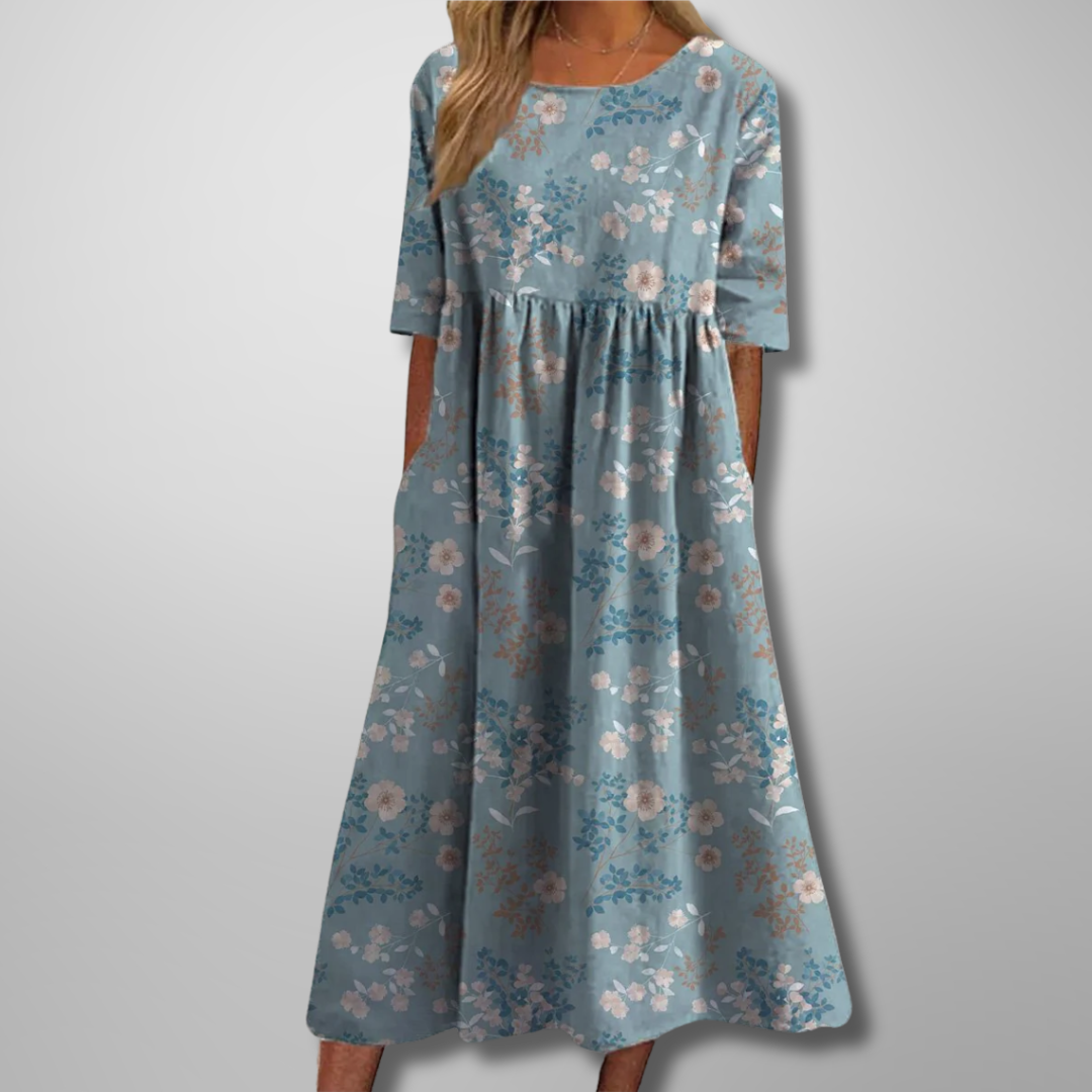 Women's Floral Midi Dress with Flowing Cut | Effortless Elegance for Any Occasion