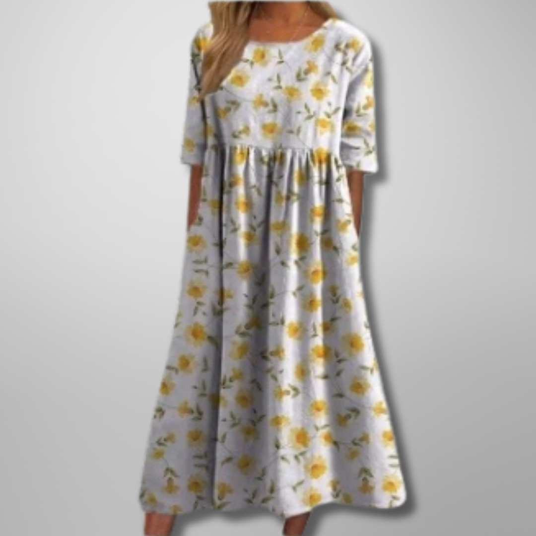 Women's Floral Midi Dress with Flowing Cut | Effortless Elegance for Any Occasion