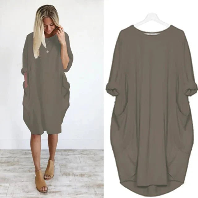 Women's Dress with Flattering Draping & Hidden Pockets | Comfortable Summer Style for Effortless Confidence