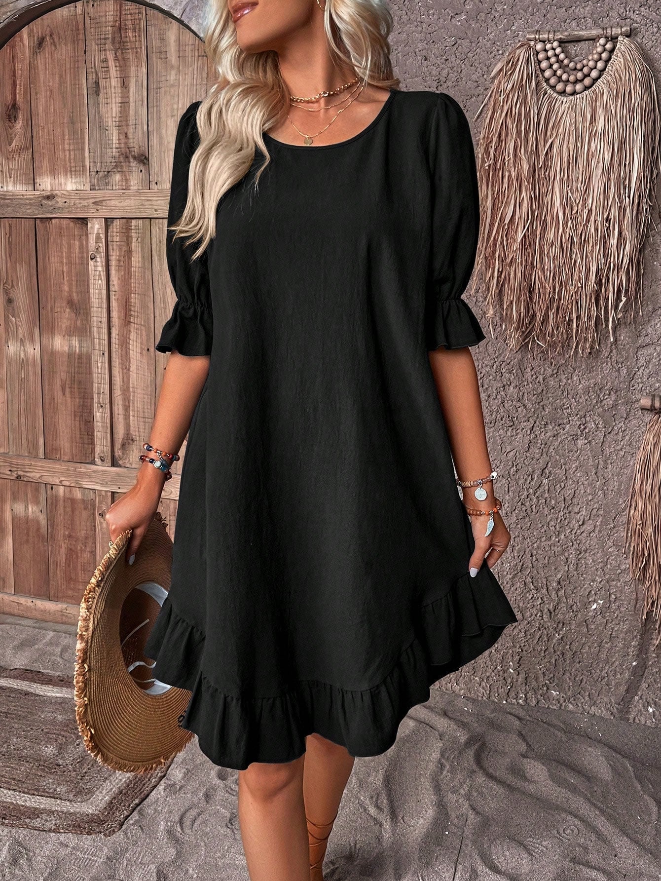 Women's Summer Dress with Tummy Coverage & Ruffles | Breezy Comfort for Effortless Style