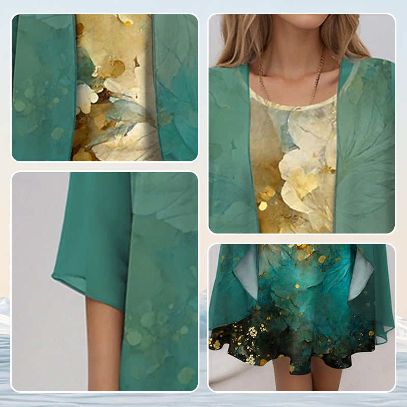 Women's Outfit 2-Piece Set with Lightweight Blouse & Flowy Dress for Effortless Style