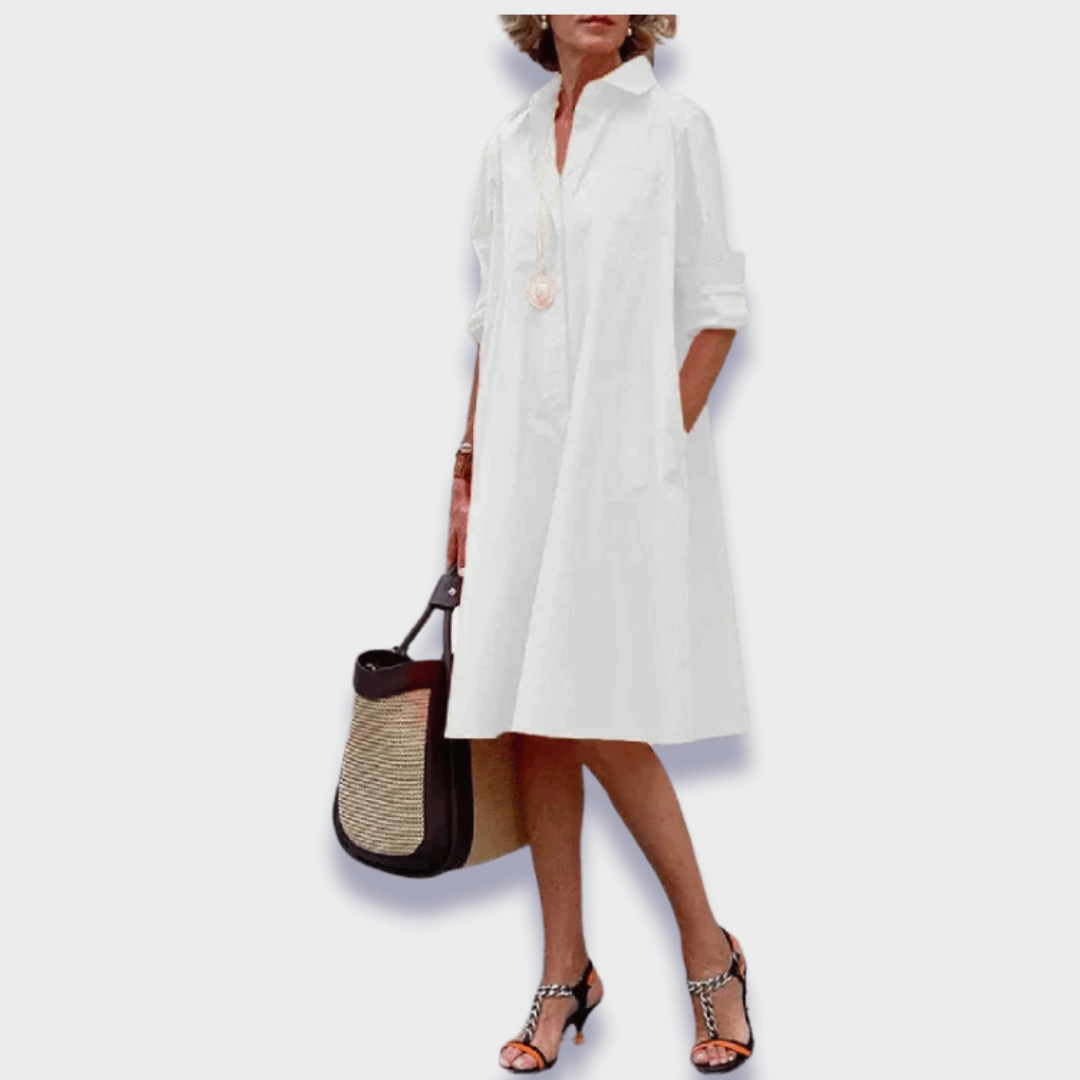 White Midi Dress with Flattering Fit | Elegant Style for Effortless Sophistication