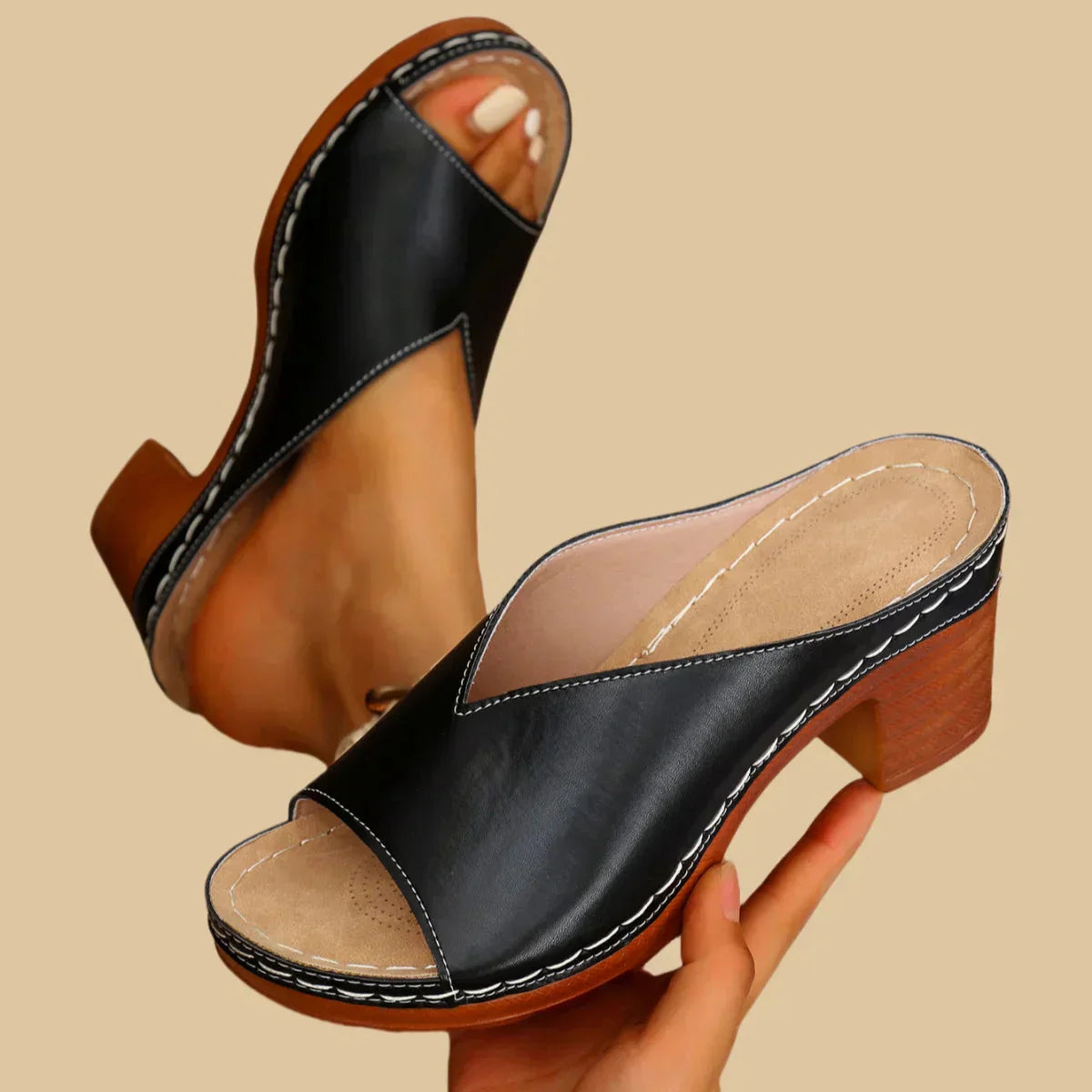 Women's Sandals with Thick Heels & Cushioned Sole | Stylish Comfort for All-Day Wear
