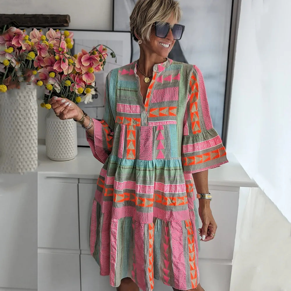 White Midi Dress for Women with A-Line Cut & Ruffle Details | Perfect for Brunch and Garden Parties