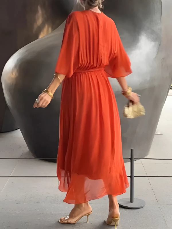 Women's Wrap Midi Dress with Adjustable Waist Tie | Effortless Elegance for Any Occasion