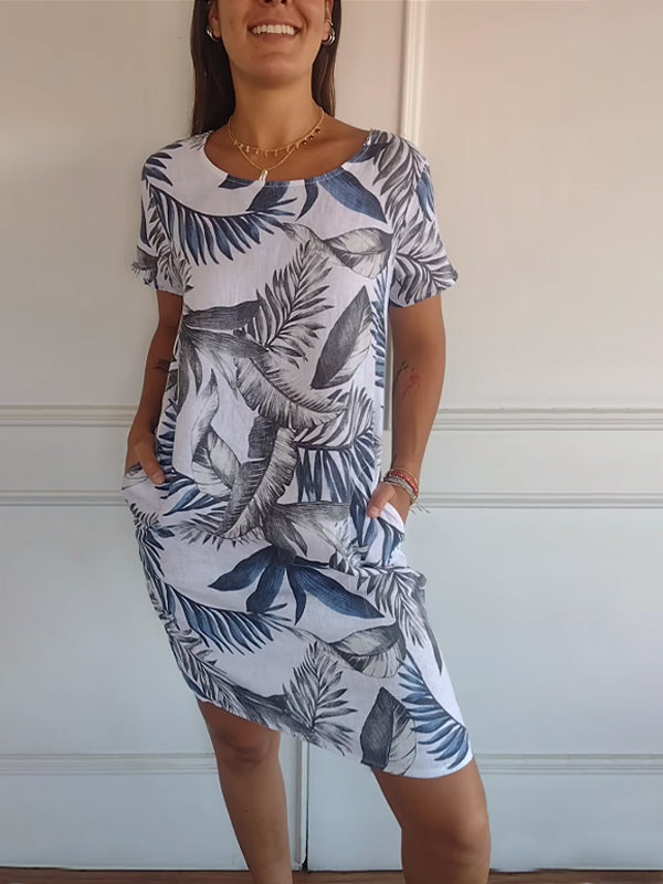Women's Summer Dress with Soft Fabric & Round Neck | Versatile White Dress for Effortless Elegance