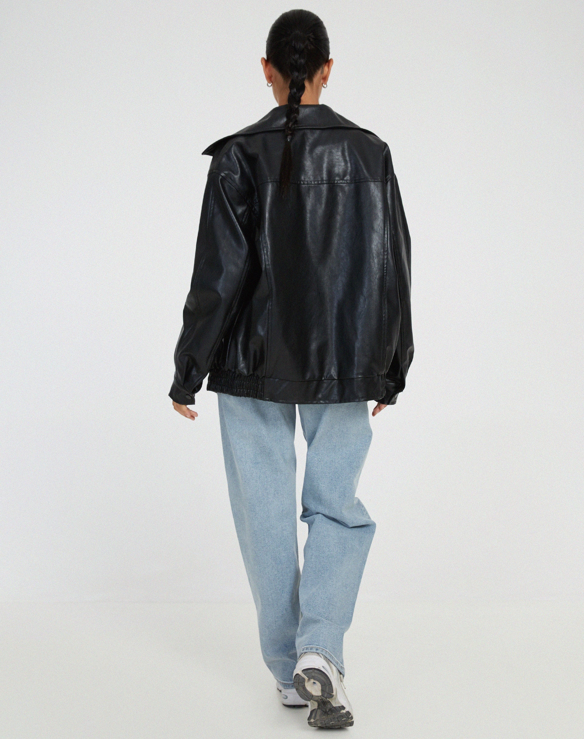 Raven Women's Oversized Bomber Jacket | Soft Leather, Casual Chic 5