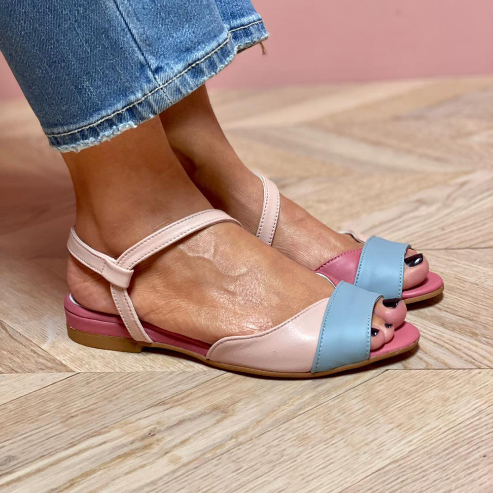 Women's Sandals with Asymmetrical Color Block Design | Stylish Open-Toe Comfort for Summer Outings