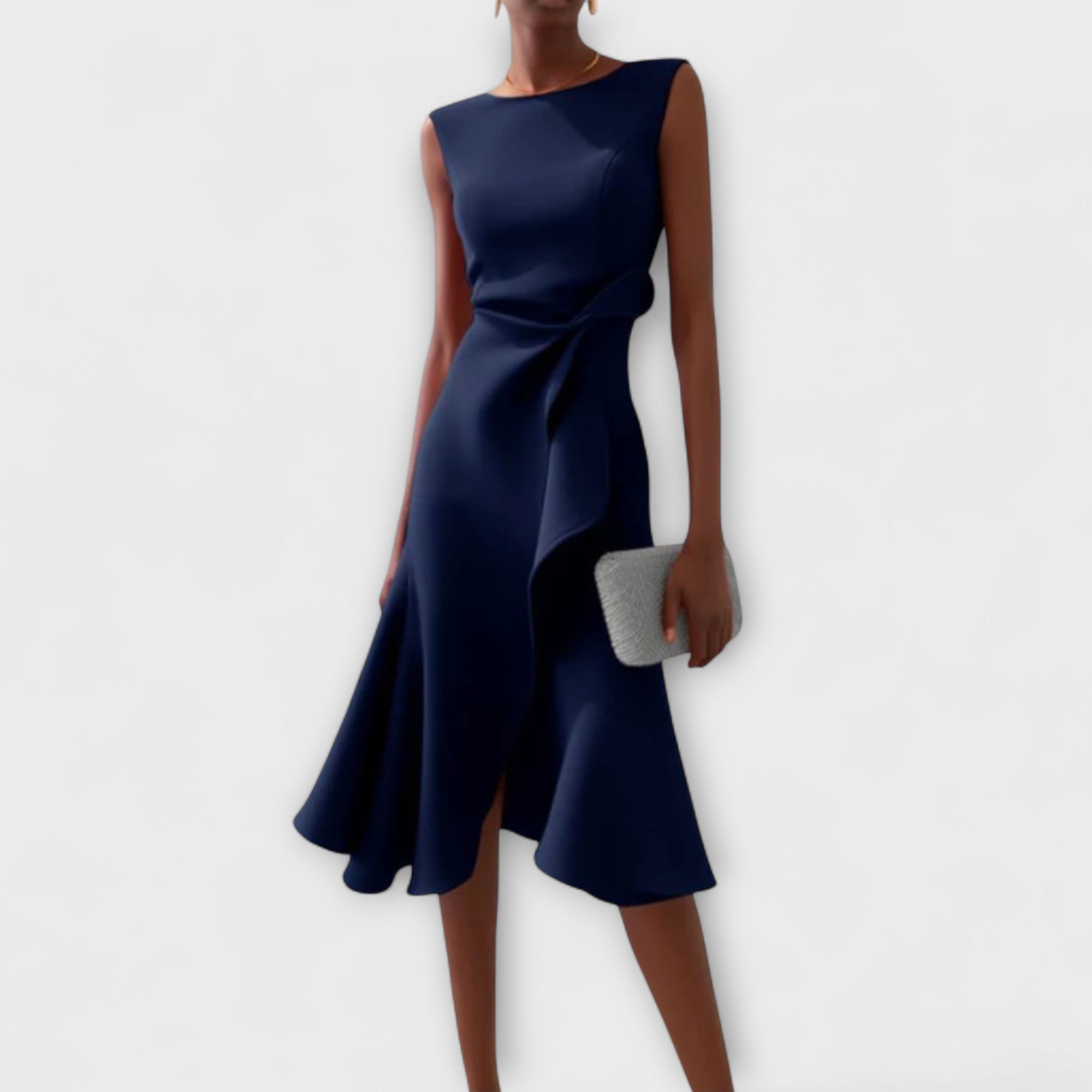 Asymmetric Midi Dress with Draped Detail | Elegant Style for Effortless Movement