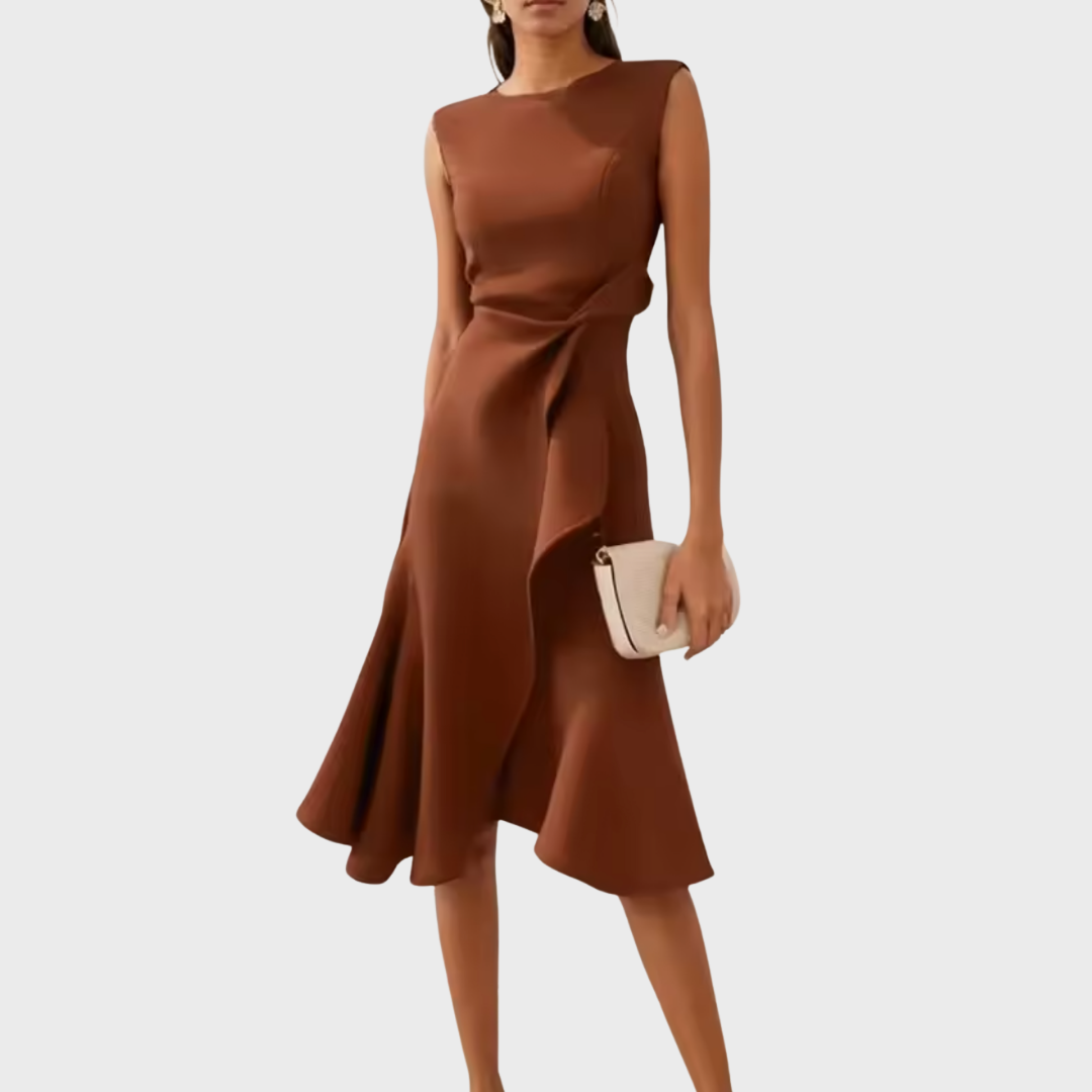 Asymmetric Midi Dress with Draped Detail | Elegant Style for Effortless Movement