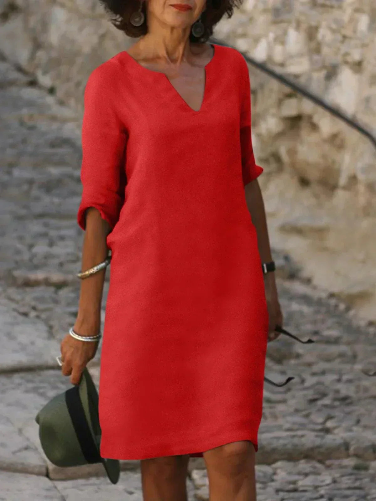 Women's Elegant V-Neck Dress with Flattering Belly Coverage | Perfect for Weddings and Summer Events