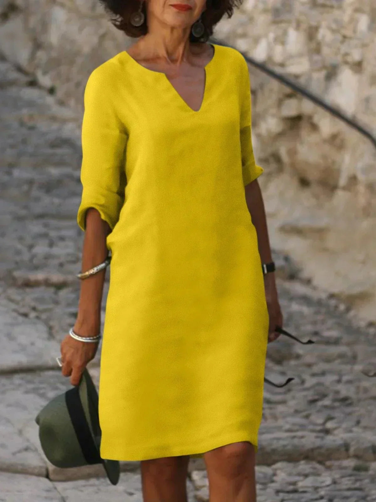 Women's Elegant V-Neck Dress with Flattering Belly Coverage | Perfect for Weddings and Summer Events
