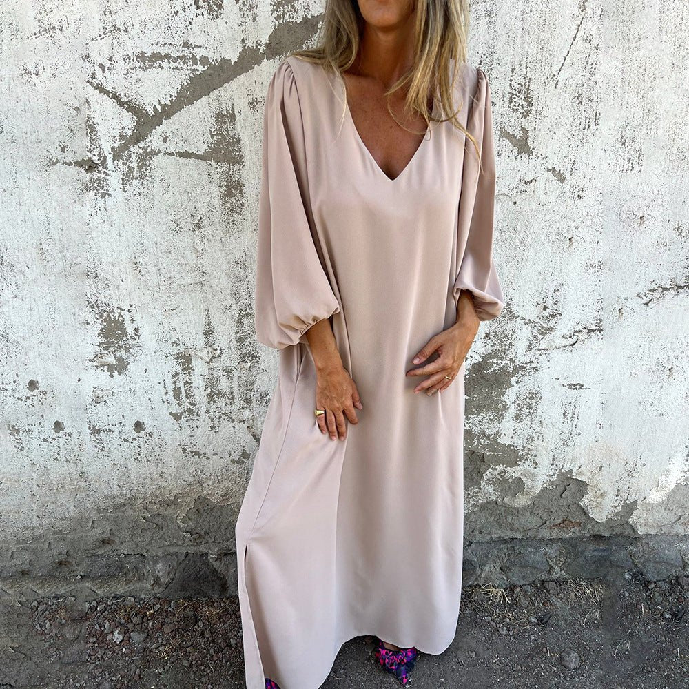 Floral Maxi Dress with Pockets & Side Slit | Effortless Elegance for Women