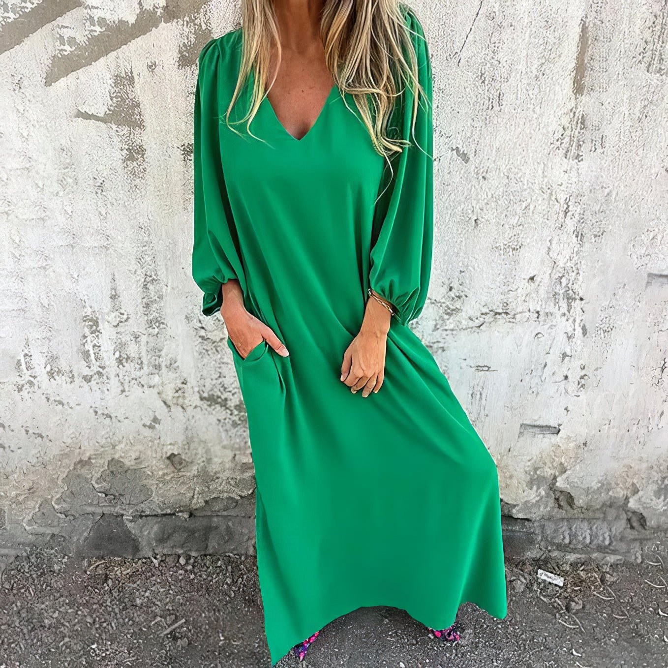 Floral Maxi Dress with Pockets & Side Slit | Effortless Elegance for Women