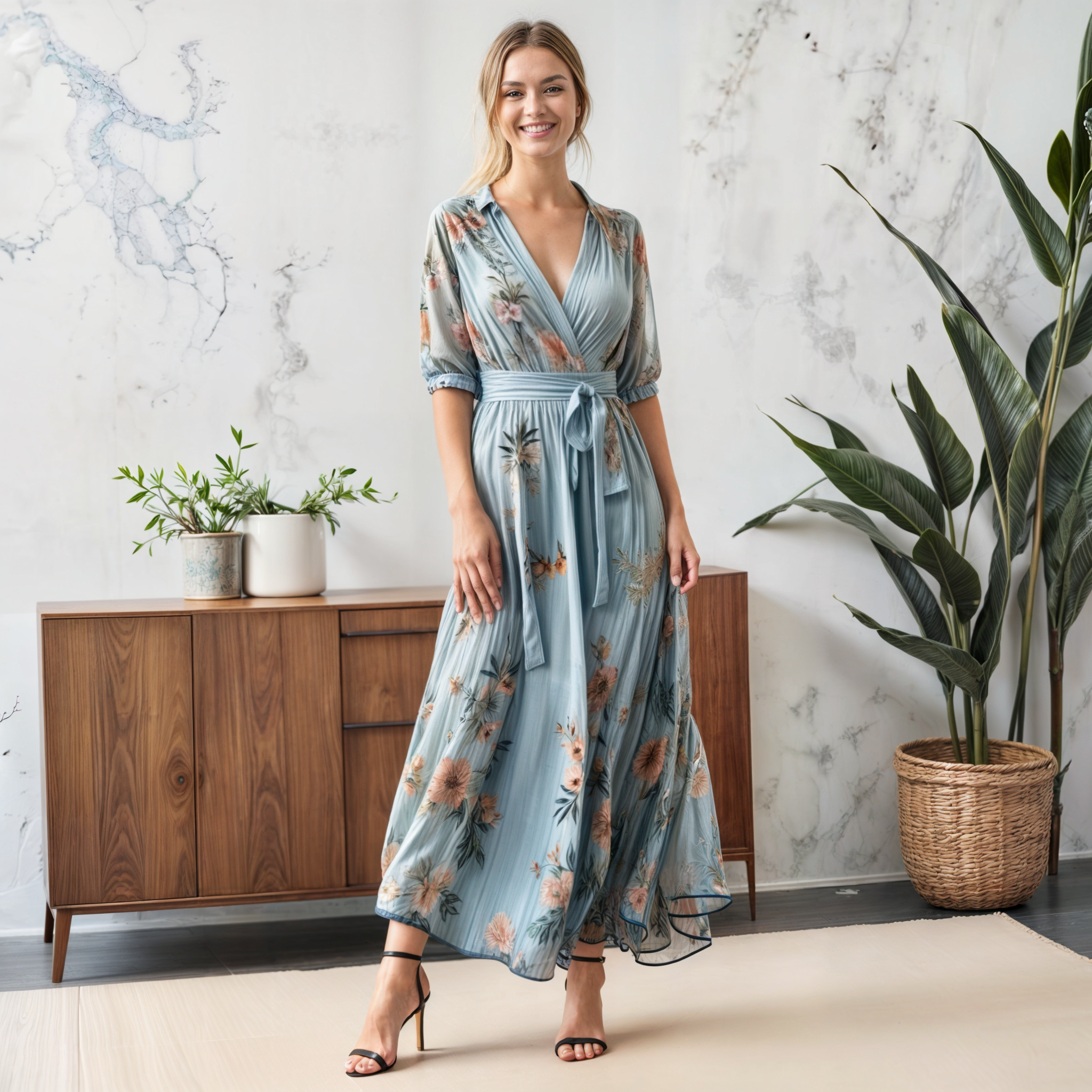 Women's Midi Dress with Flattering V-Neck Design | Lightweight Comfort for Effortless Summer Style