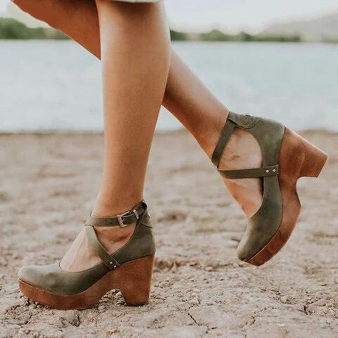 Timeless Elegance | Black Wedge Heels for Women with Adjustable Ankle Strap | All-Day Comfort for Every Occasion 2
