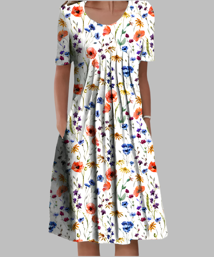 Tina | White Midi Dress for Women with Tummy-Smoothing Fit | Elegant Design for Effortless Style