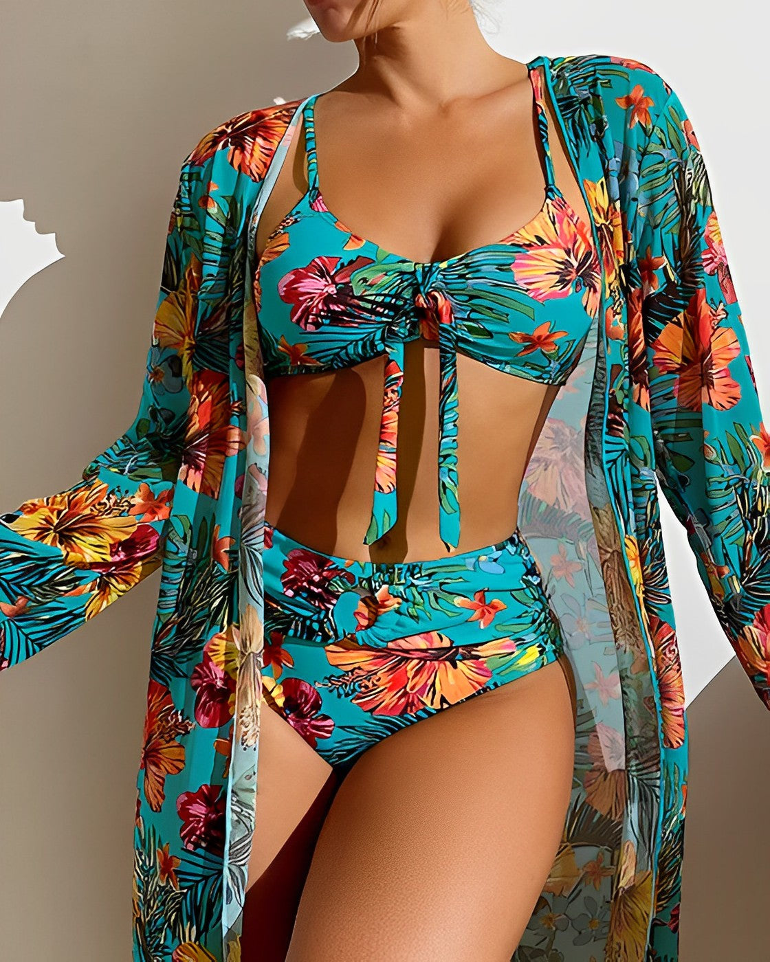 Tropical Collection | High Waisted Bikini Set with Cover-Up | Flattering Silhouette for Effortless Summer Style 6