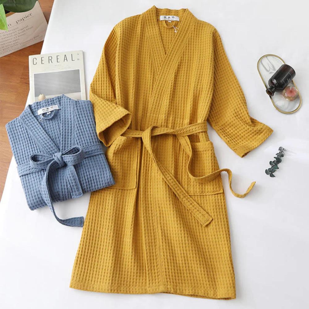 Waffle Cotton Men's Robe | Soft, Lightweight, Breathable Bathrobe for Everyday Comfort 3
