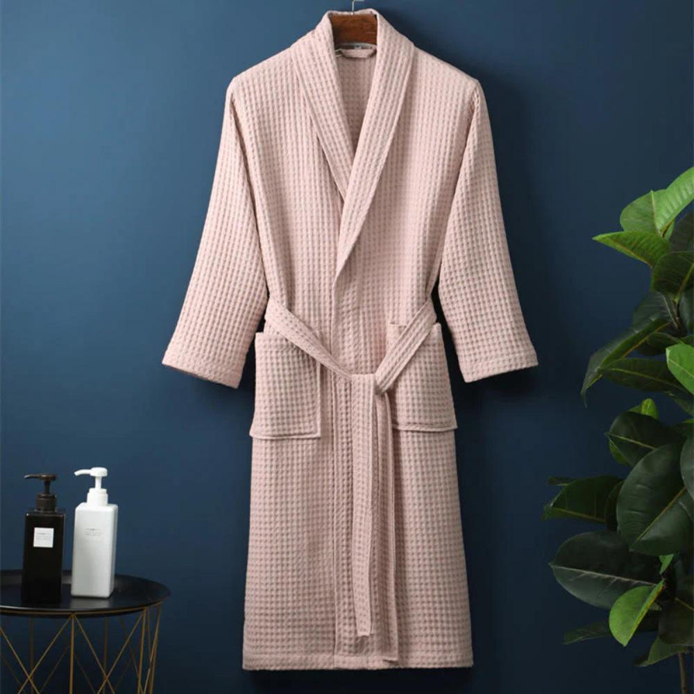 Waffle Cotton Men's Robe | Soft, Lightweight, Breathable Bathrobe for Everyday Comfort 4