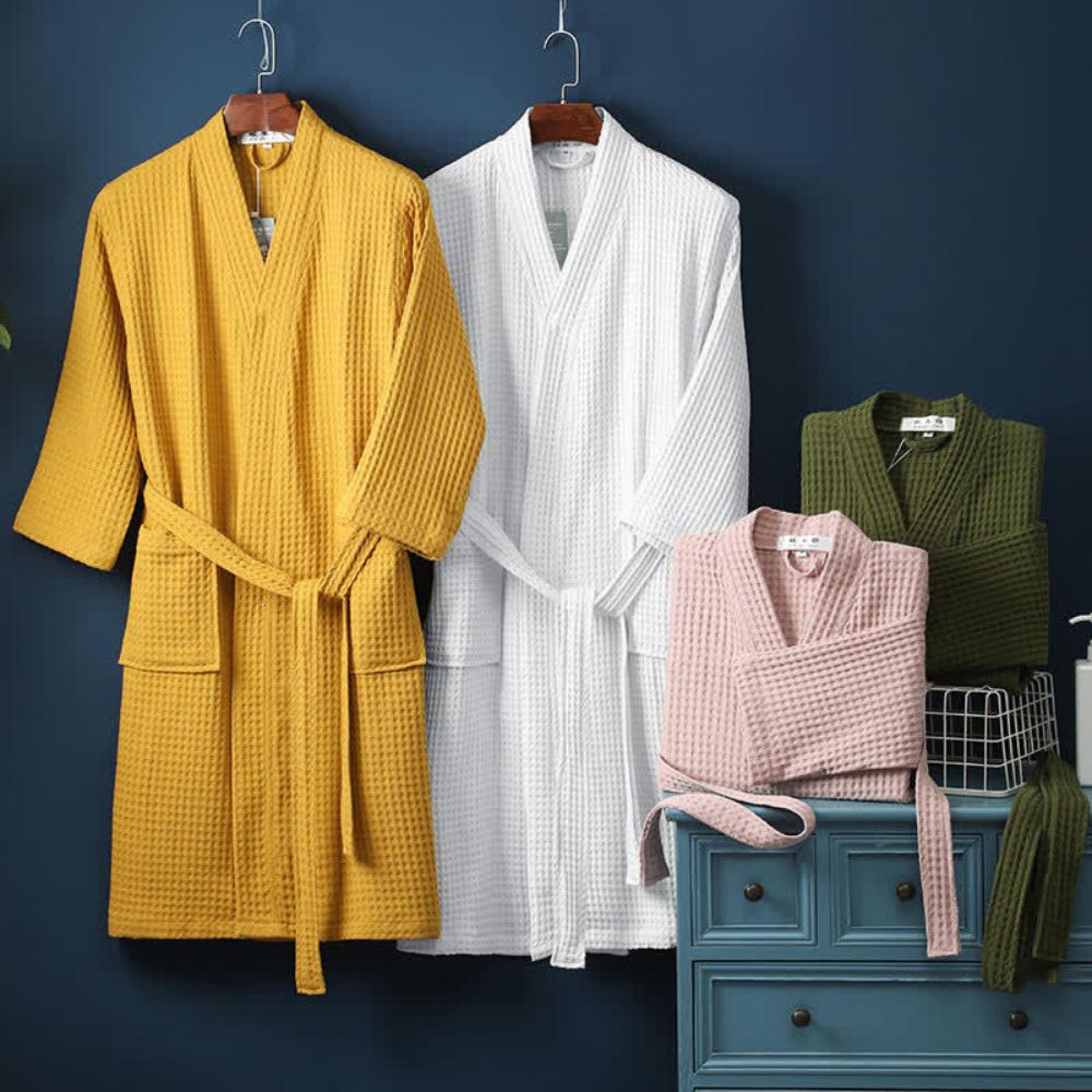 Waffle Cotton Men's Robe | Soft, Lightweight, Breathable Bathrobe for Everyday Comfort 5