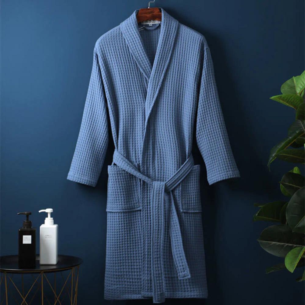 Waffle Cotton Men's Robe | Soft, Lightweight, Breathable Bathrobe for Everyday Comfort 6