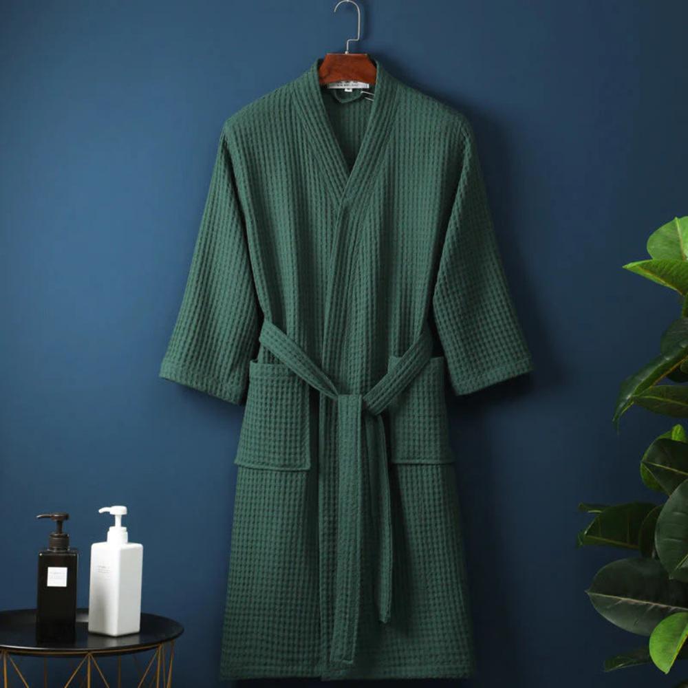 Waffle Cotton Men's Robe | Soft, Lightweight, Breathable Bathrobe for Everyday Comfort 7