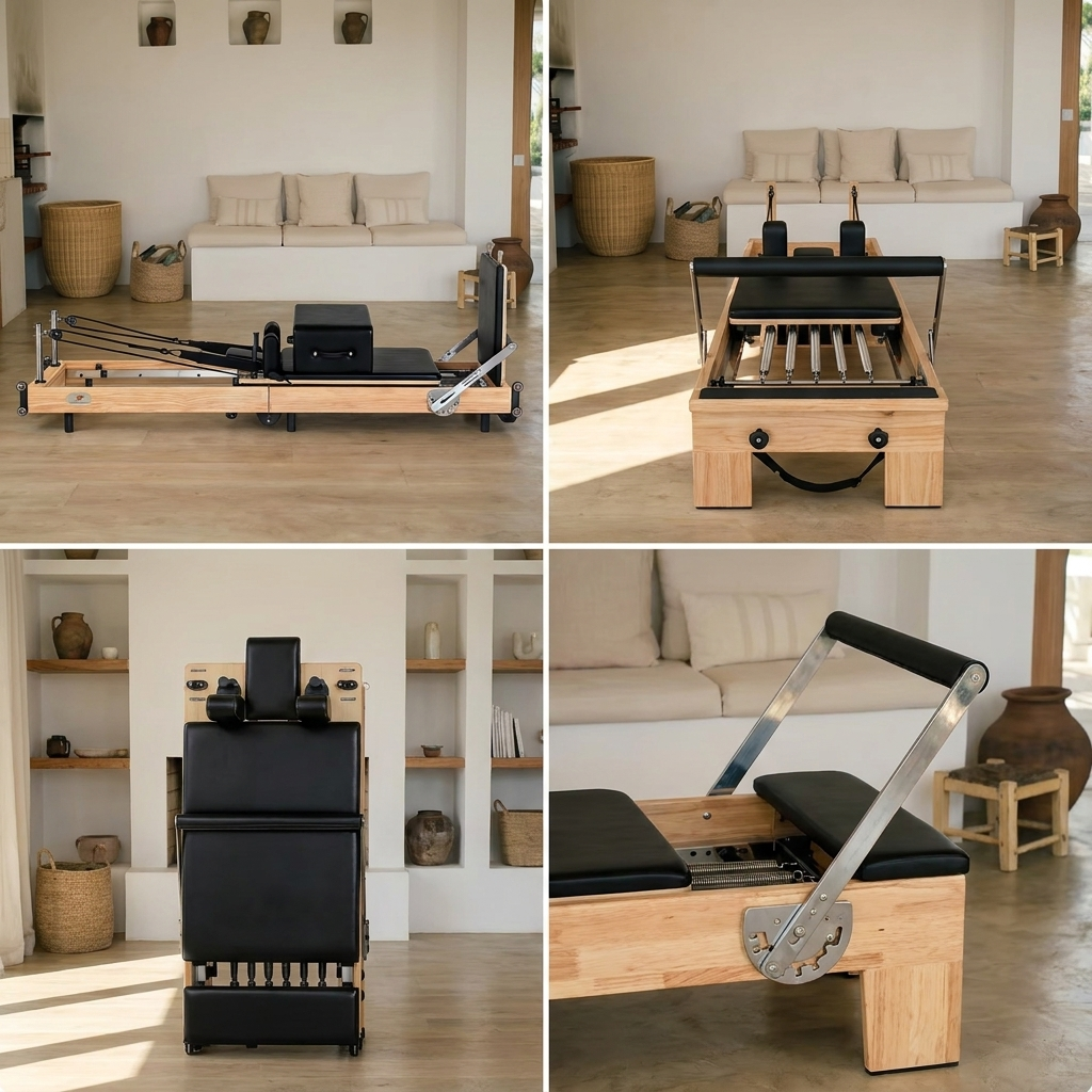 Foldable Oak Wood Pilates Reformer — Studio-Grade Sculpting