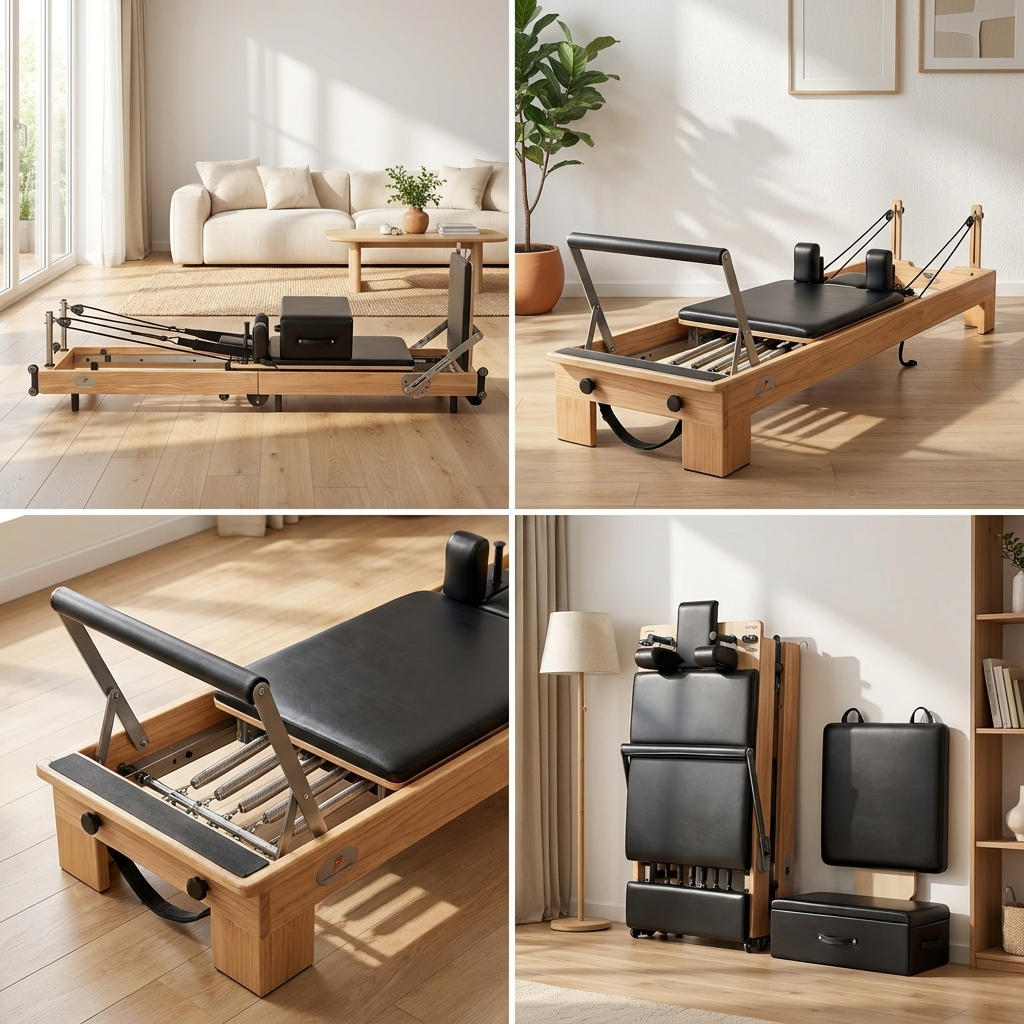 Foldable Oak Wood Pilates Reformer — Studio-Grade Sculpting