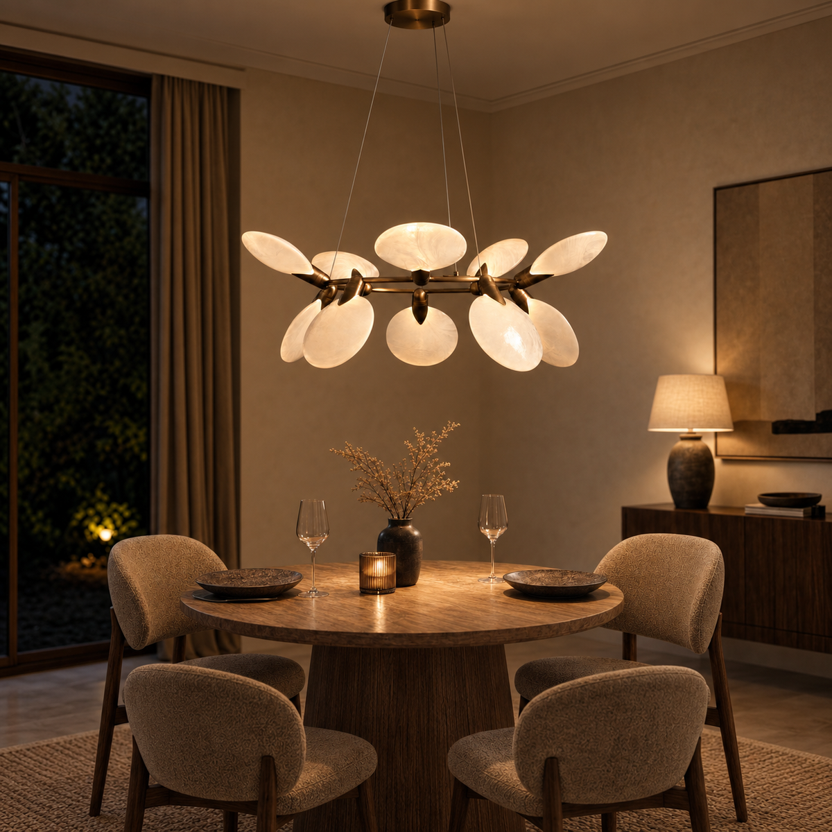Lyla Round Chandelier – glass petals interior scene
